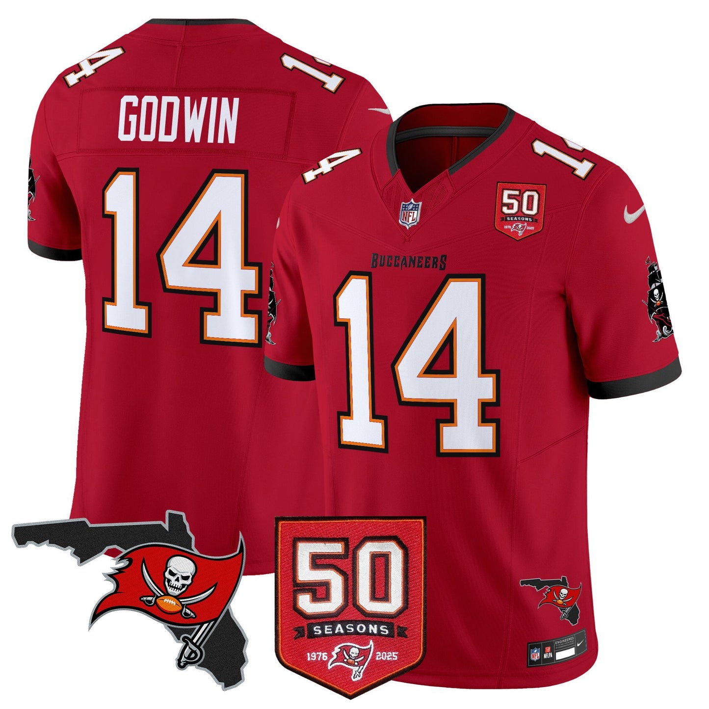 Men's Tampa Bay Buccaneers 50th Season Patch Vapor Limited Jersey - All Stitched