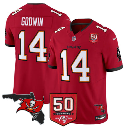 Men's Tampa Bay Buccaneers 50th Season Patch Vapor Limited Jersey - All Stitched
