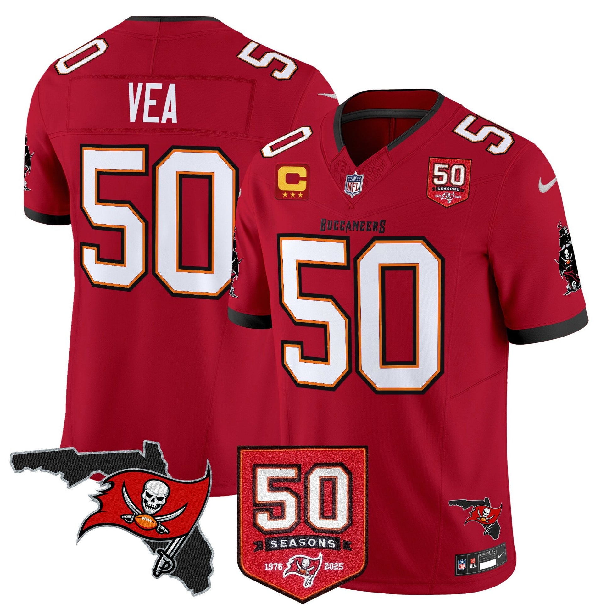 Men's Tampa Bay Buccaneers 50th Season Patch Vapor Limited Jersey - All Stitched