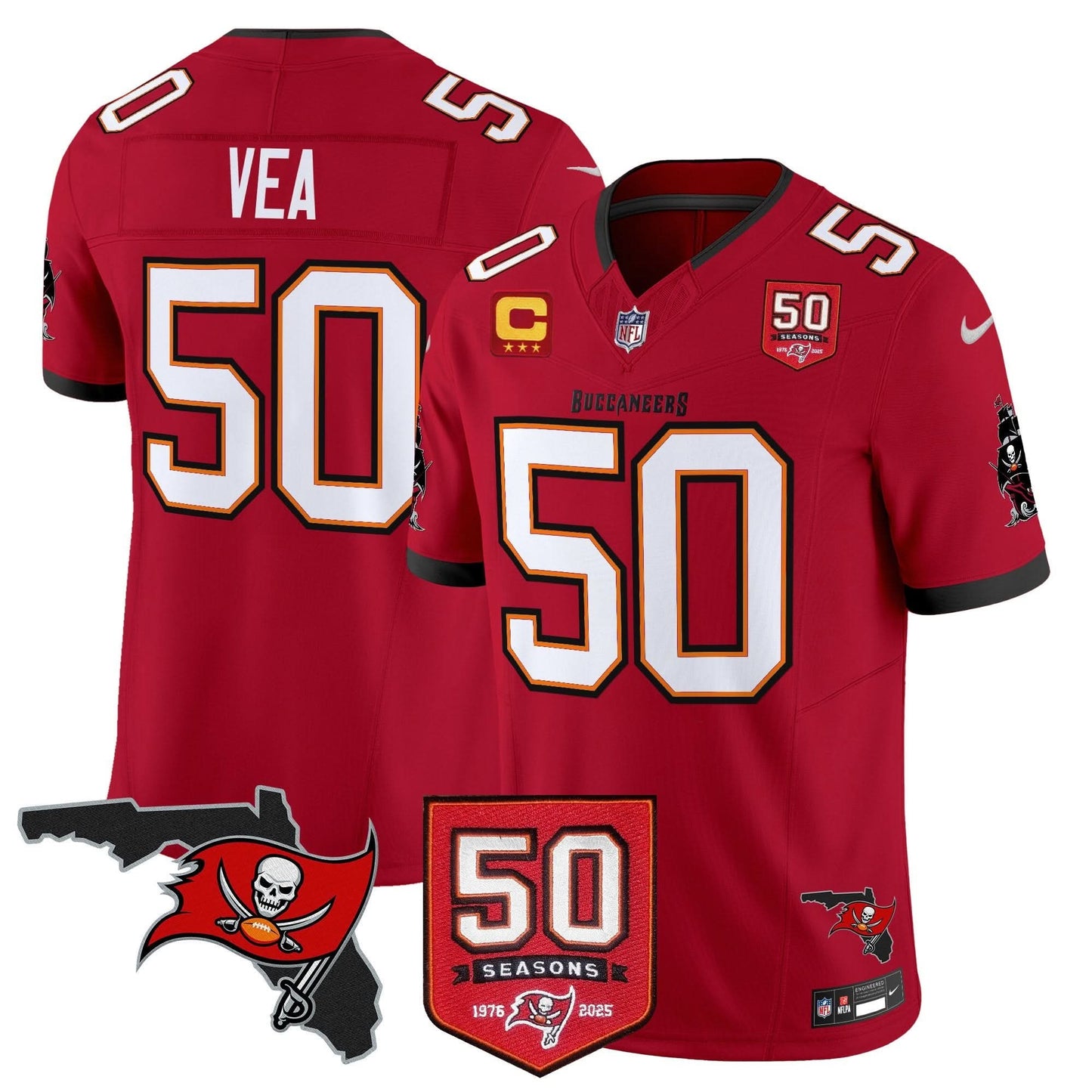 Men's Tampa Bay Buccaneers 50th Season Patch Vapor Limited Jersey - All Stitched