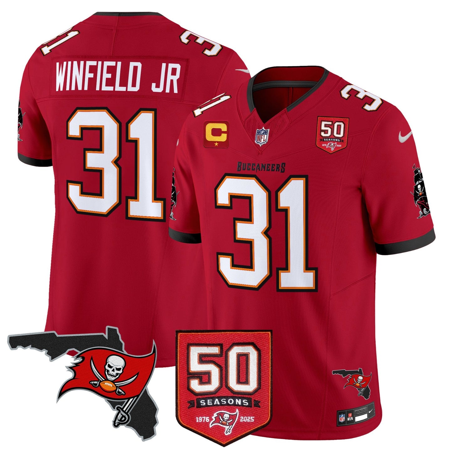 Men's Tampa Bay Buccaneers 50th Season Patch Vapor Limited Jersey - All Stitched