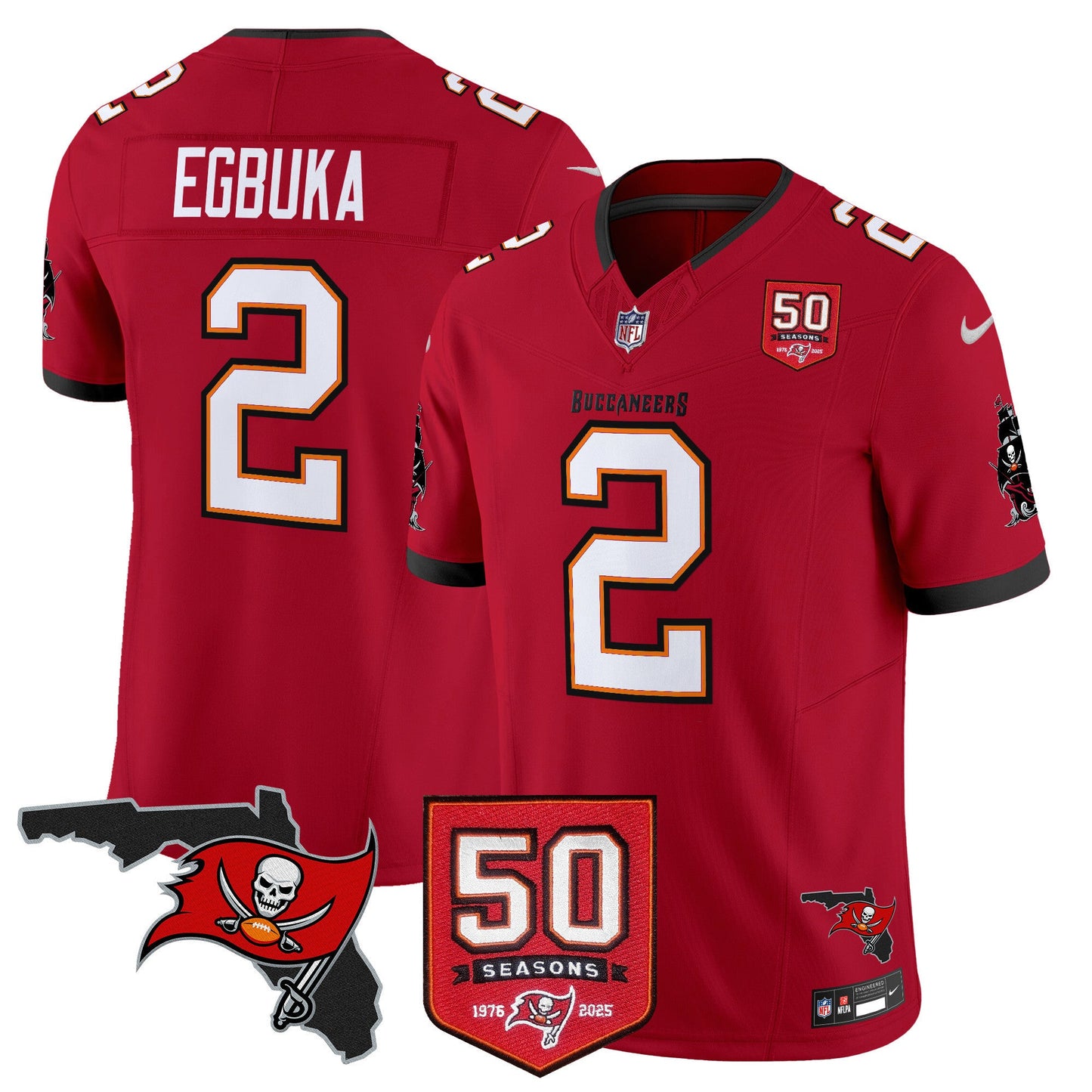 Men's Tampa Bay Buccaneers 50th Season Patch Vapor Limited Jersey - All Stitched