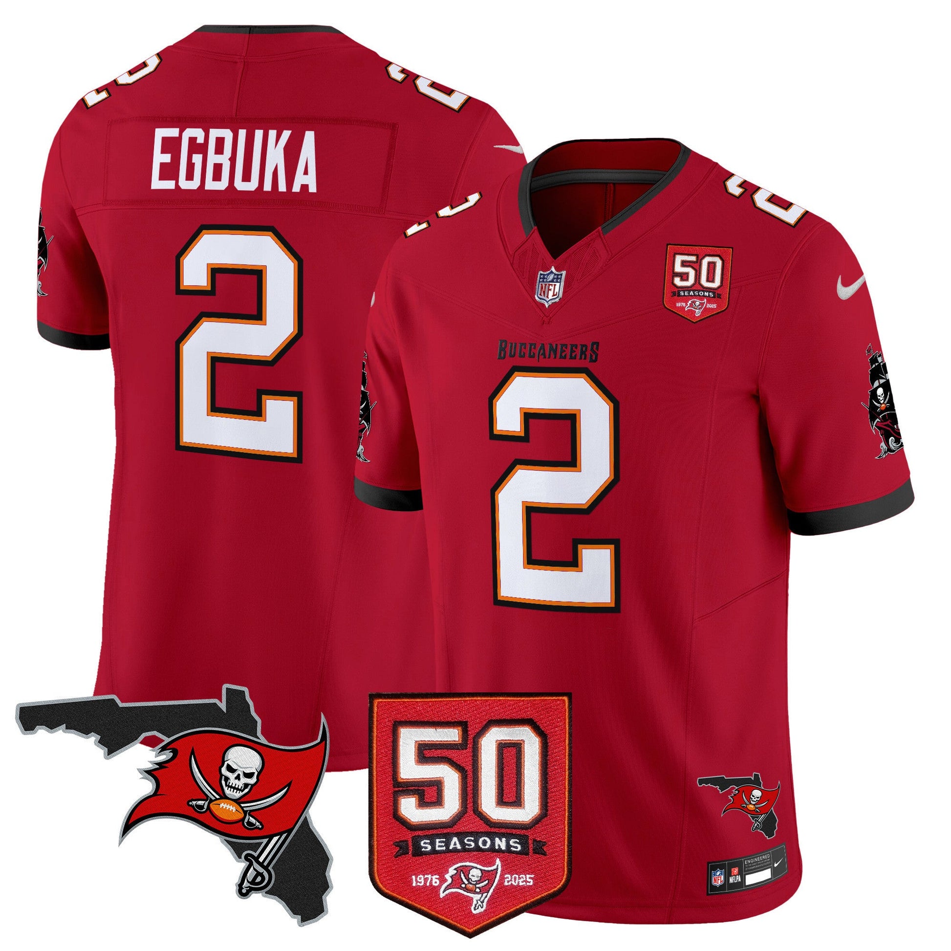 Men's Tampa Bay Buccaneers 50th Season Patch Vapor Limited Jersey - All Stitched