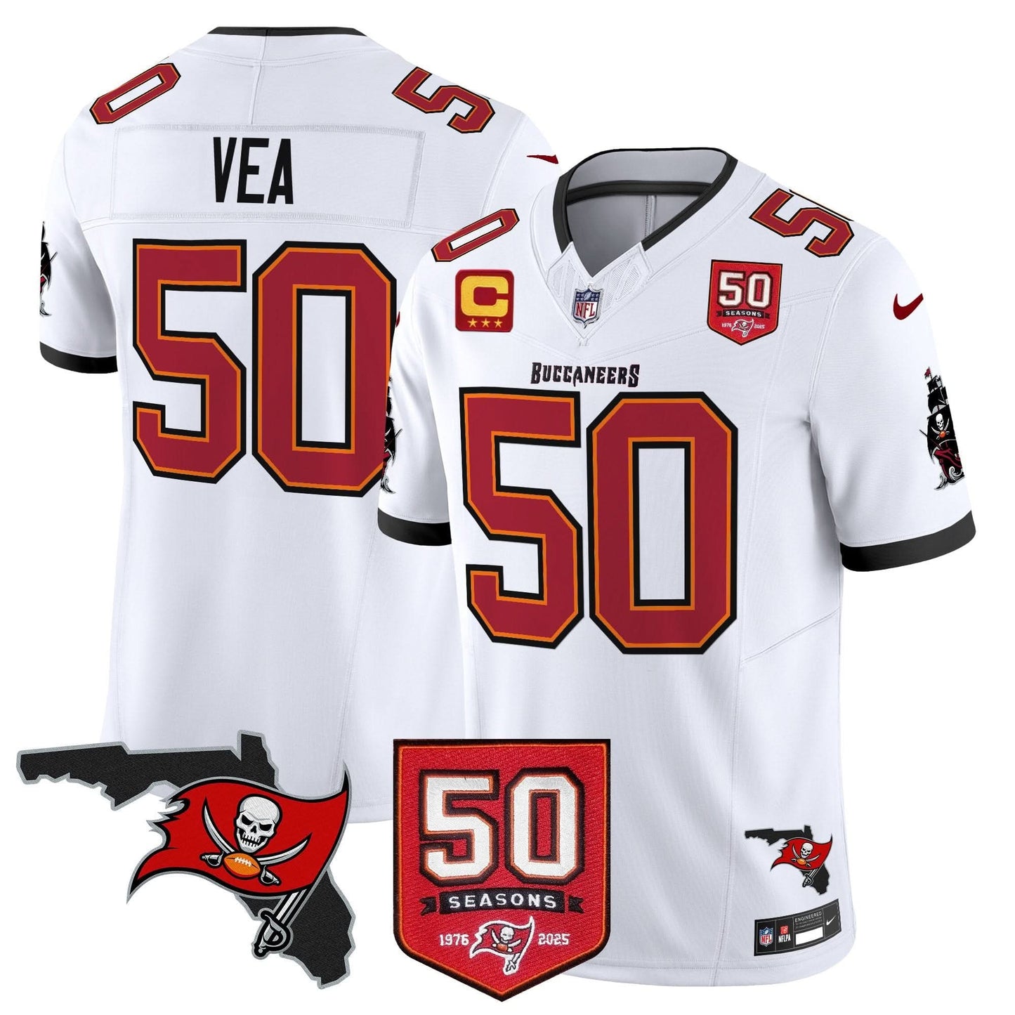 Men's Tampa Bay Buccaneers 50th Season Patch Vapor Limited Jersey - All Stitched