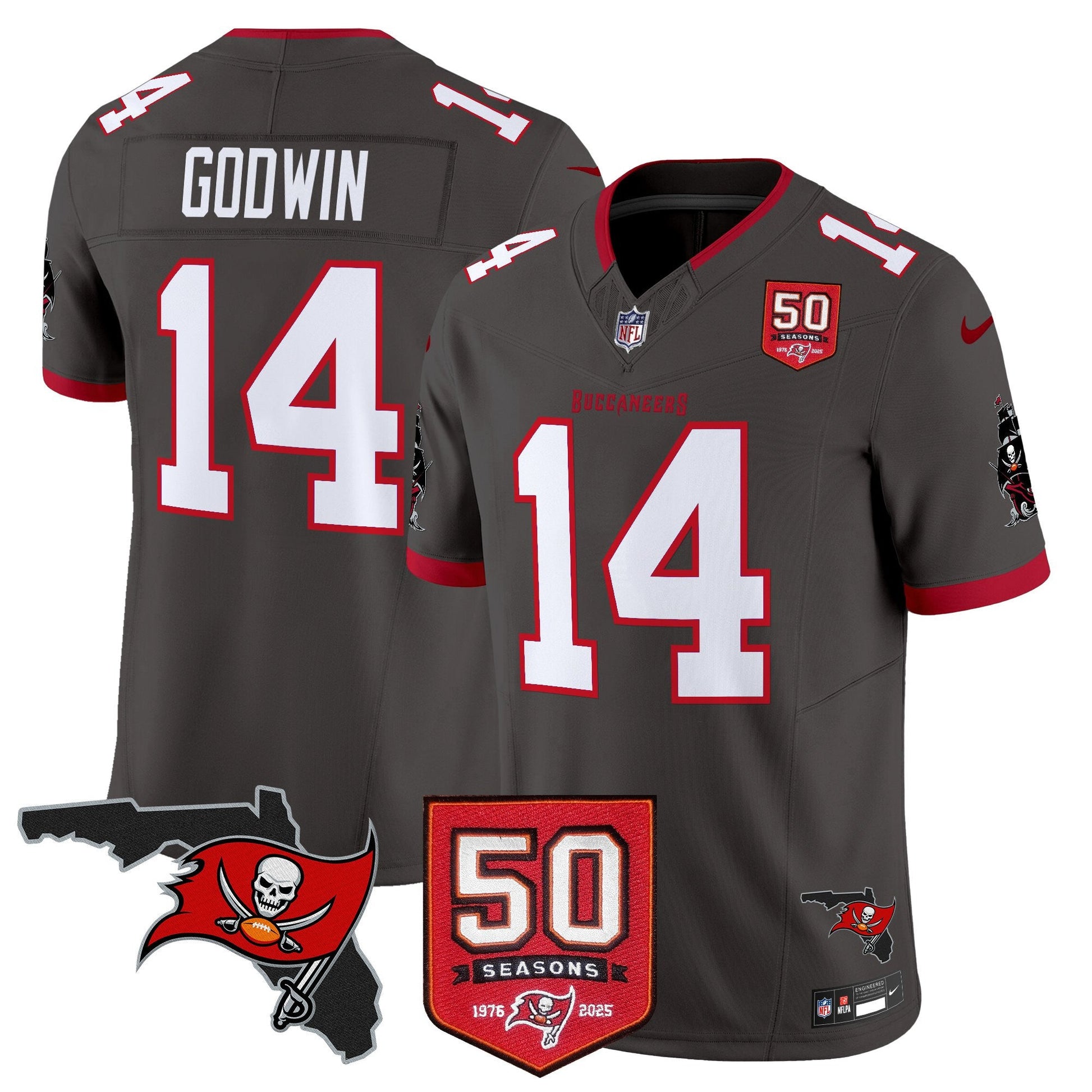 Men's Tampa Bay Buccaneers 50th Season Patch Vapor Limited Jersey - All Stitched