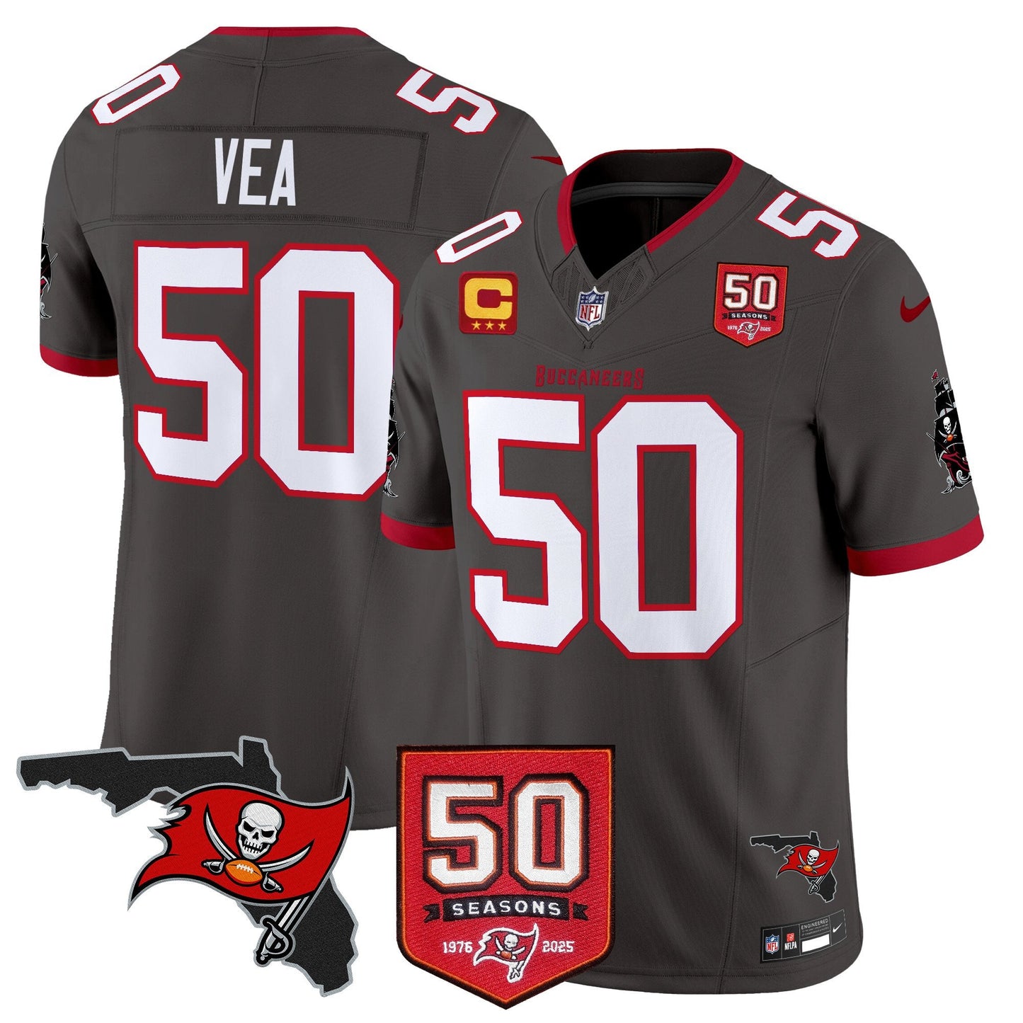 Men's Tampa Bay Buccaneers 50th Season Patch Vapor Limited Jersey - All Stitched