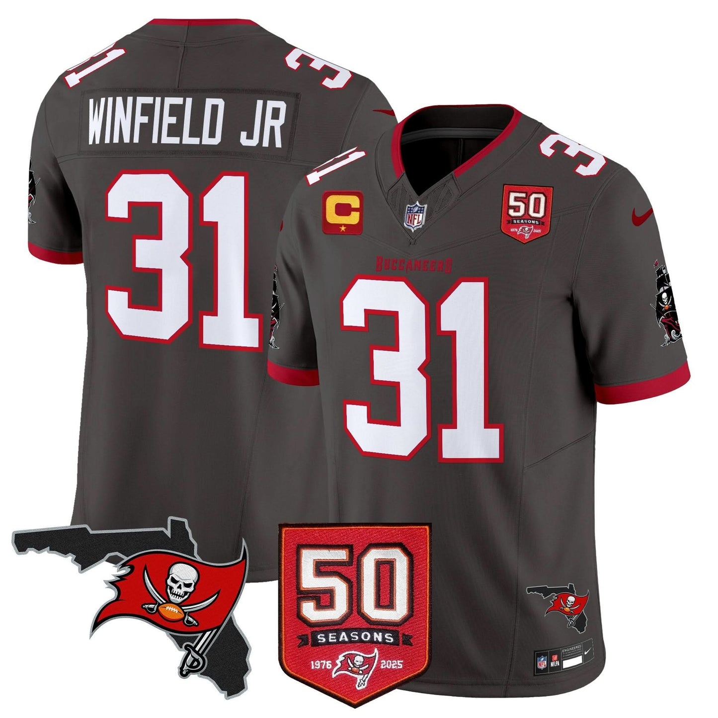 Men's Tampa Bay Buccaneers 50th Season Patch Vapor Limited Jersey - All Stitched