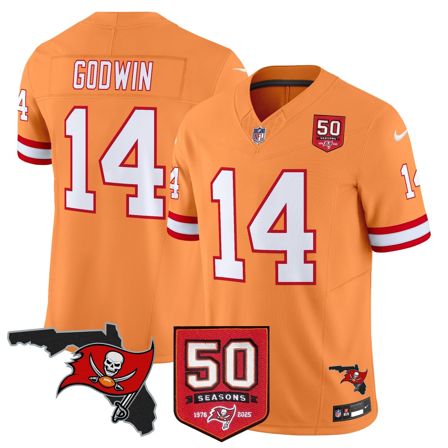 Men's Tampa Bay Buccaneers 50th Season Patch Vapor Limited Jersey - All Stitched