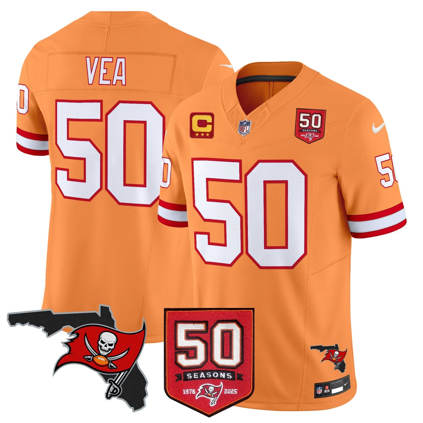 Men's Tampa Bay Buccaneers 50th Season Patch Vapor Limited Jersey - All Stitched