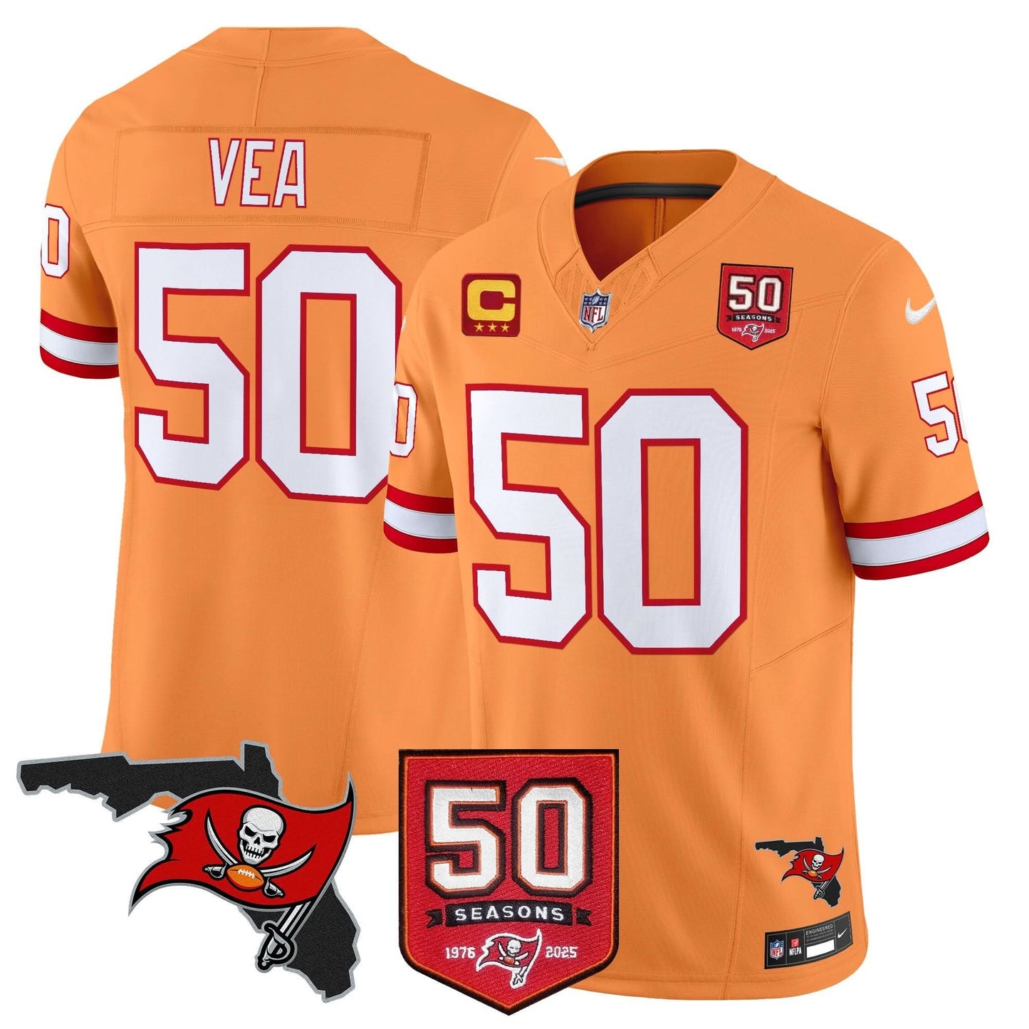 Men's Tampa Bay Buccaneers 50th Season Patch Vapor Limited Jersey - All Stitched