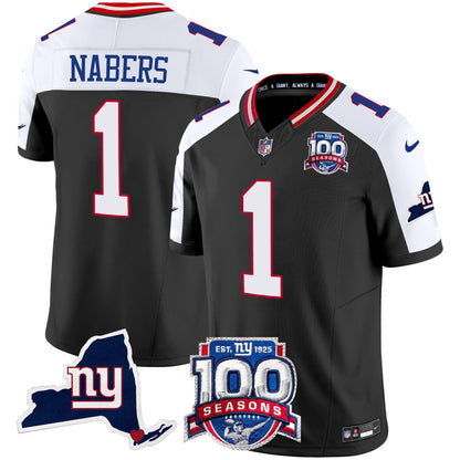 Men's New York Giants 100th Season & State Patch Vapor Limited Jersey - All Stitched