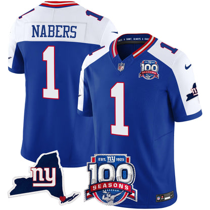 Men's New York Giants 100th Season & State Patch Vapor Limited Jersey - All Stitched