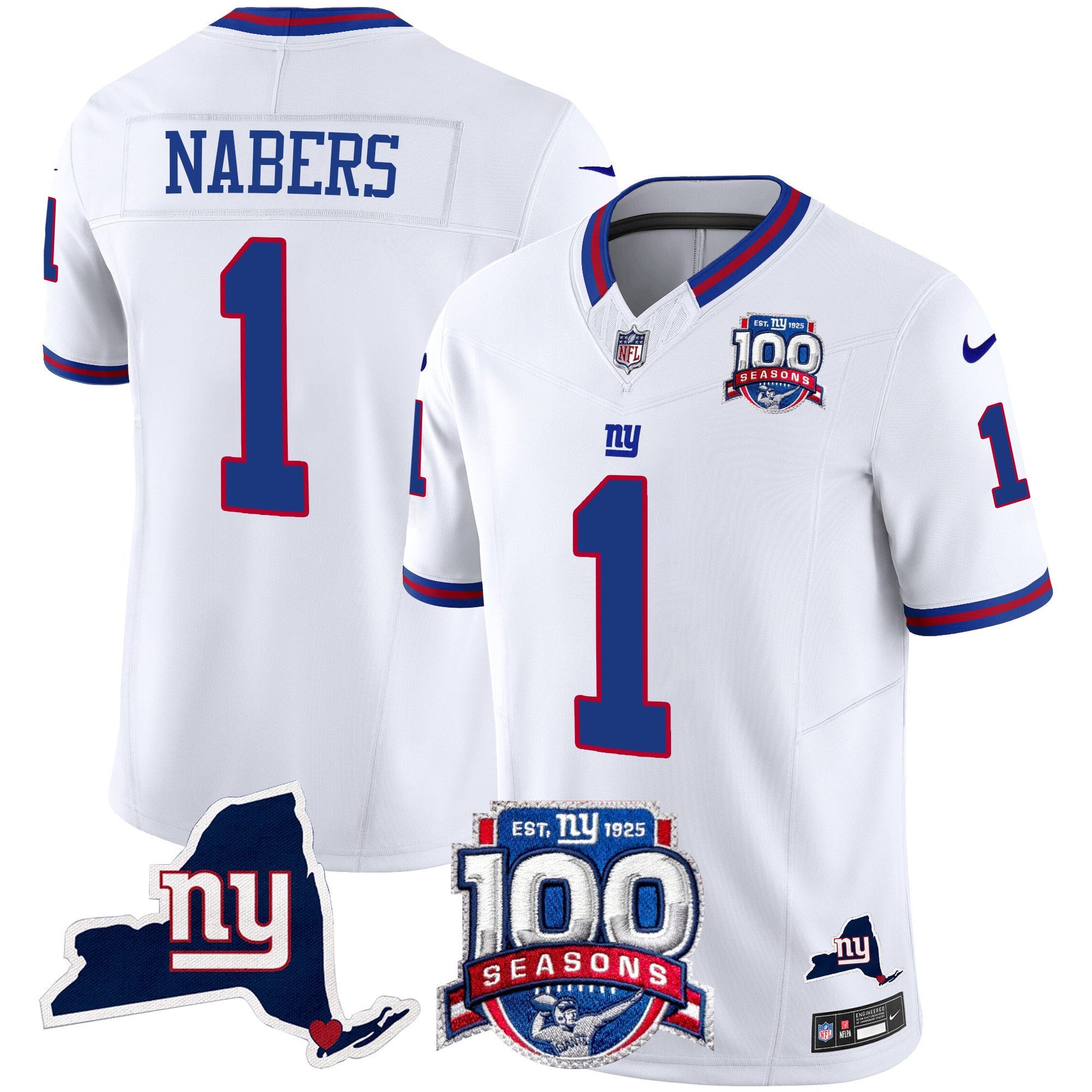 Men's New York Giants 100th Season & State Patch Vapor Limited Jersey - All Stitched