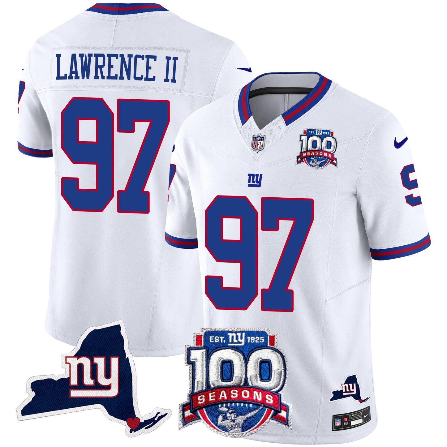 Men's New York Giants 100th Season & State Patch Vapor Limited Jersey - All Stitched