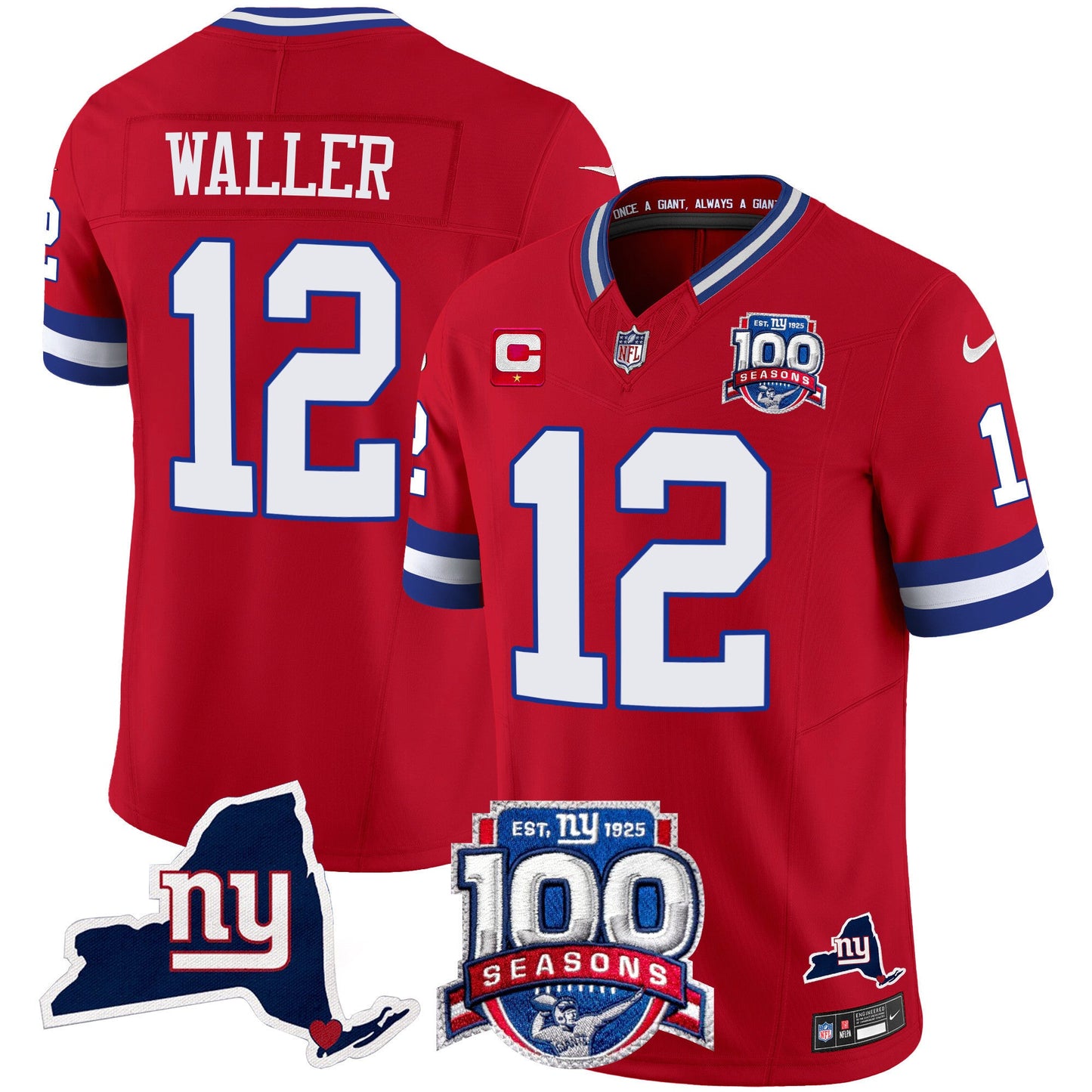 Men's New York Giants 100th Season & State Patch Vapor Limited Jersey - All Stitched
