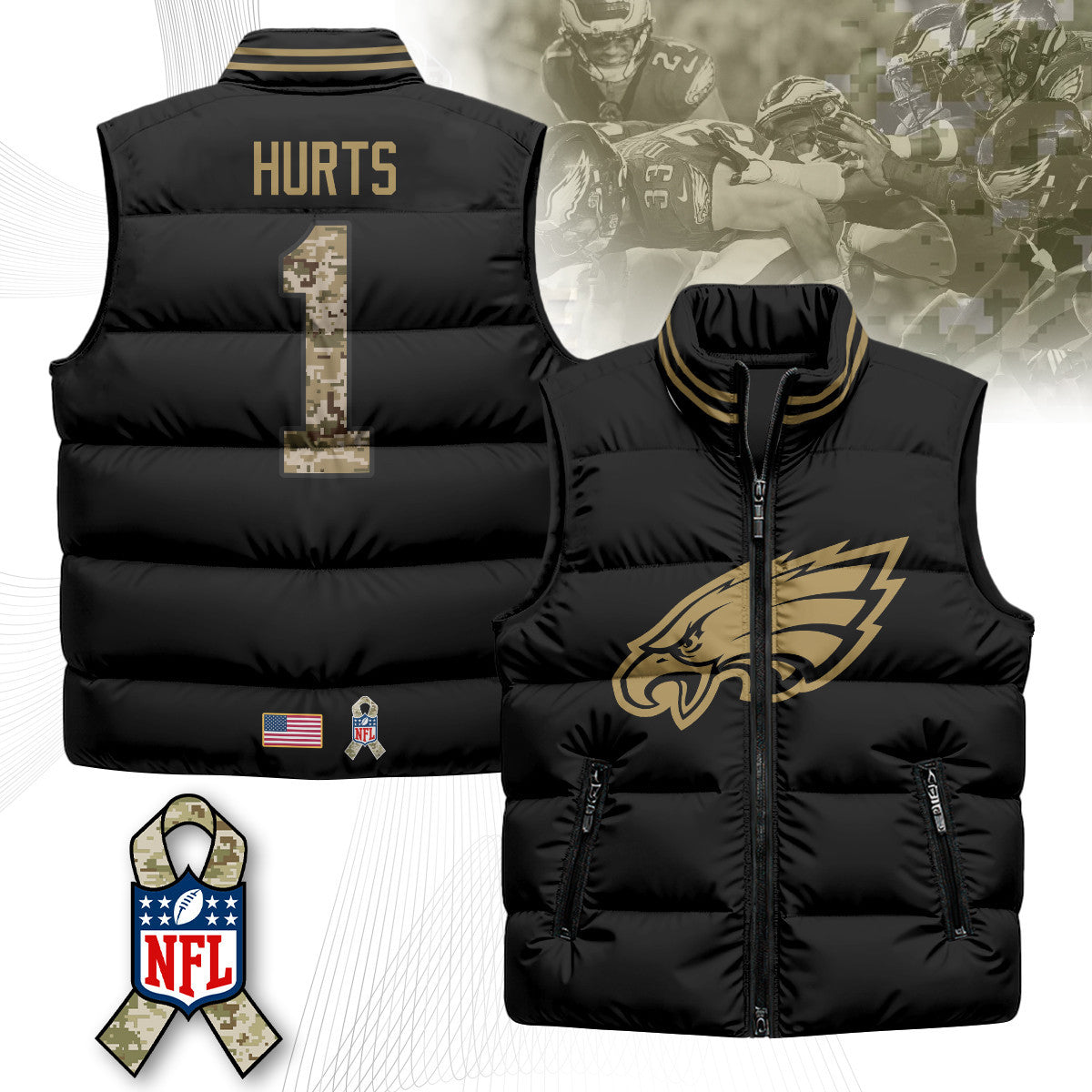 Philadelphia Eagles Salute To Service Puffer Vest