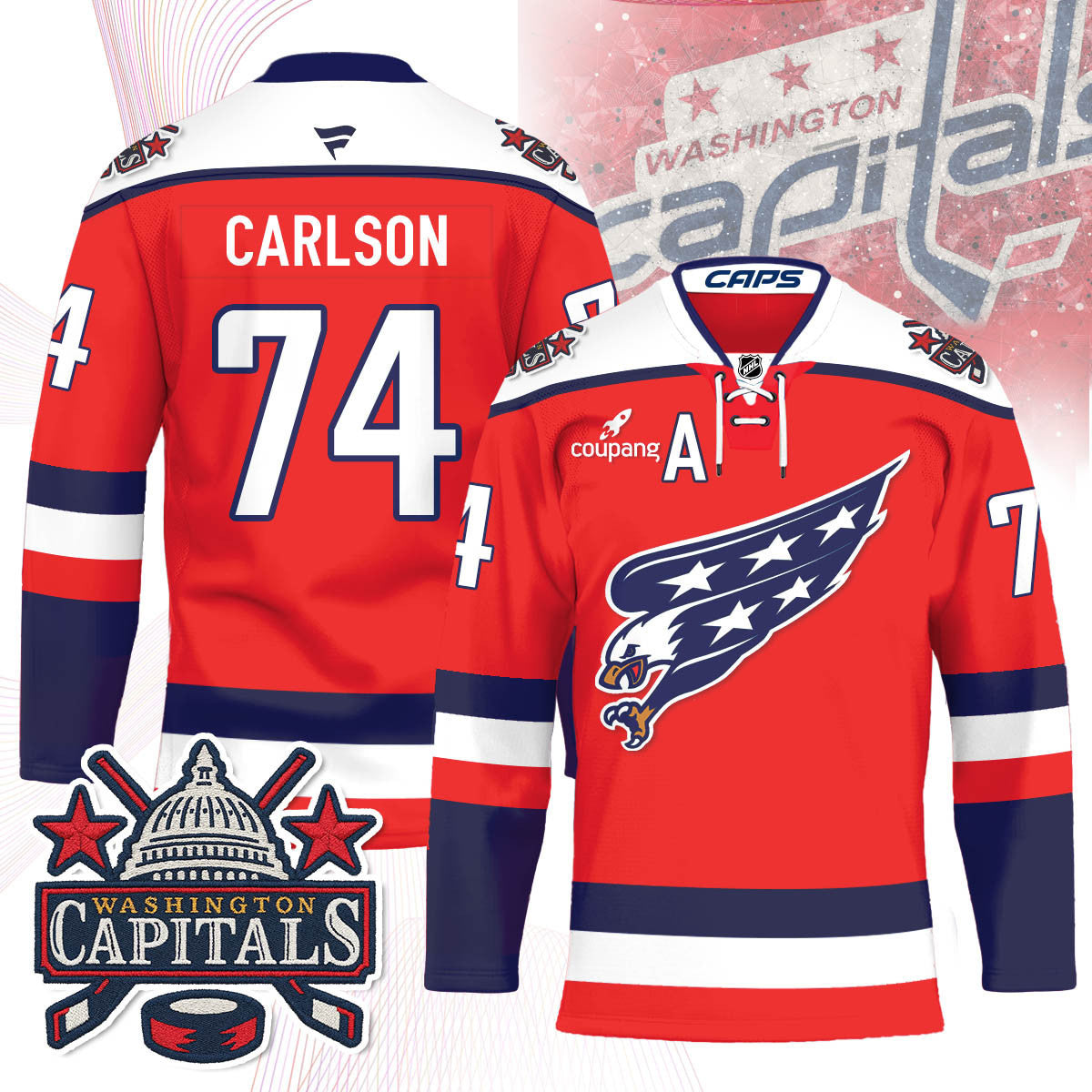 Washington Capitals Screaming Eagle Hockey Jersey - All Stitched