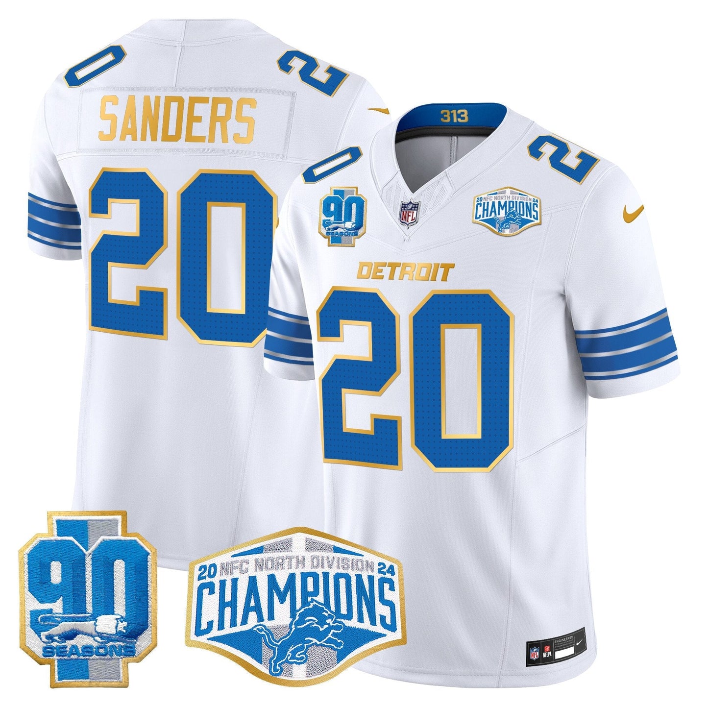 DET 2024 NFC North Division Champions Patch Gold Trim Vapor Limited Jersey - All Stitched