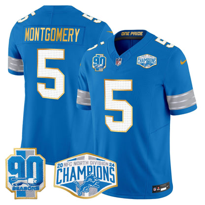 DET 2024 NFC North Division Champions Patch Gold Trim Vapor Limited Jersey - All Stitched