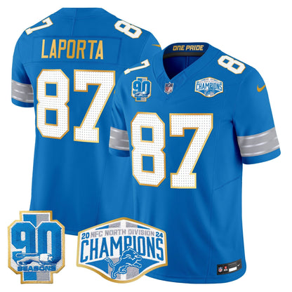DET 2024 NFC North Division Champions Patch Gold Trim Vapor Limited Jersey - All Stitched