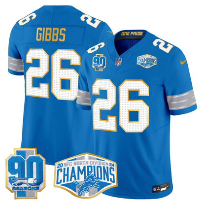DET 2024 NFC North Division Champions Patch Gold Trim Vapor Limited Jersey - All Stitched