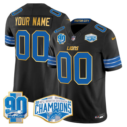 DET 2024 NFC North Division Champions Patch Gold Trim Vapor Limited Custom Jersey - All Stitched