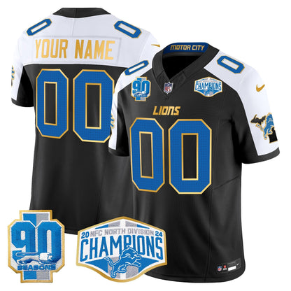 DET 2024 NFC North Division Champions Patch Gold Trim Vapor Limited Custom Jersey - All Stitched