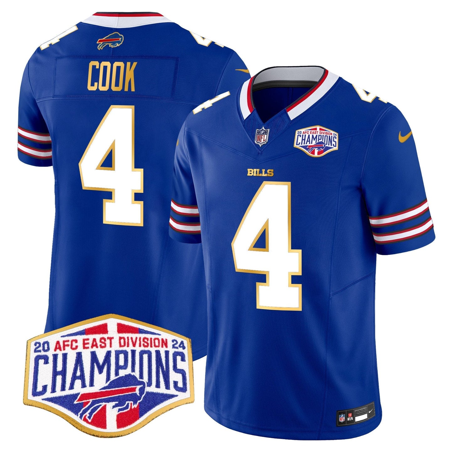 Bills 2024 AFC East Division Champions Gold Trim Vapor Limited Jersey - All Stitched