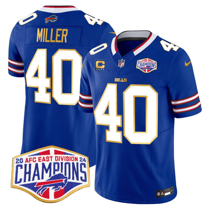 Bills 2024 AFC East Division Champions Gold Trim Vapor Limited Jersey - All Stitched