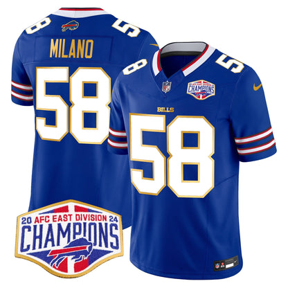 Bills 2024 AFC East Division Champions Gold Trim Vapor Limited Jersey - All Stitched
