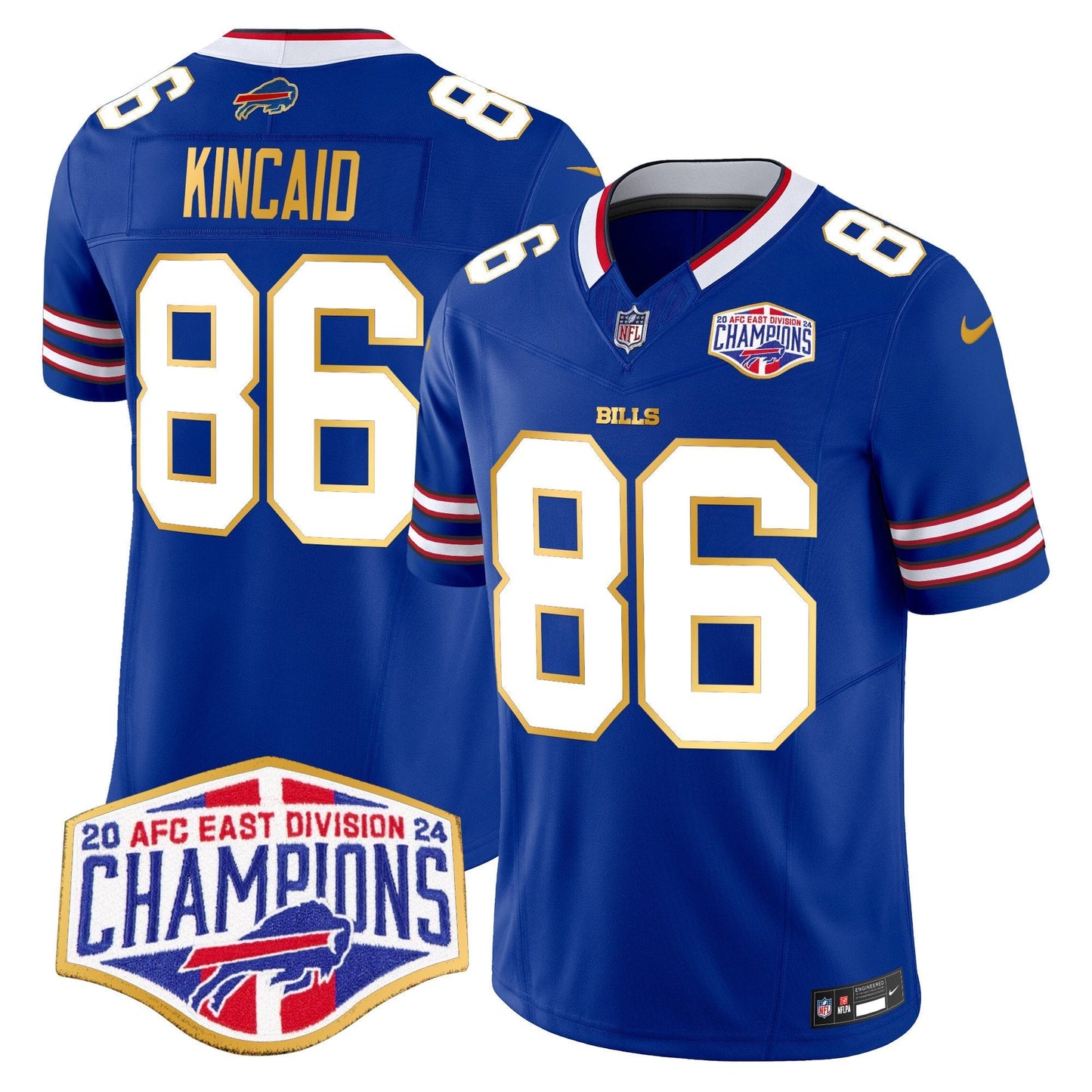 Bills 2024 AFC East Division Champions Gold Trim Vapor Limited Jersey - All Stitched