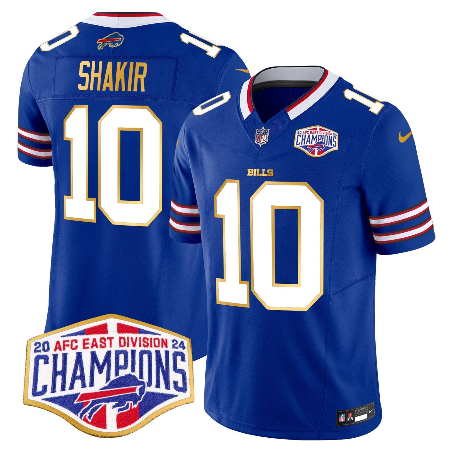 Bills 2024 AFC East Division Champions Gold Trim Vapor Limited Jersey - All Stitched