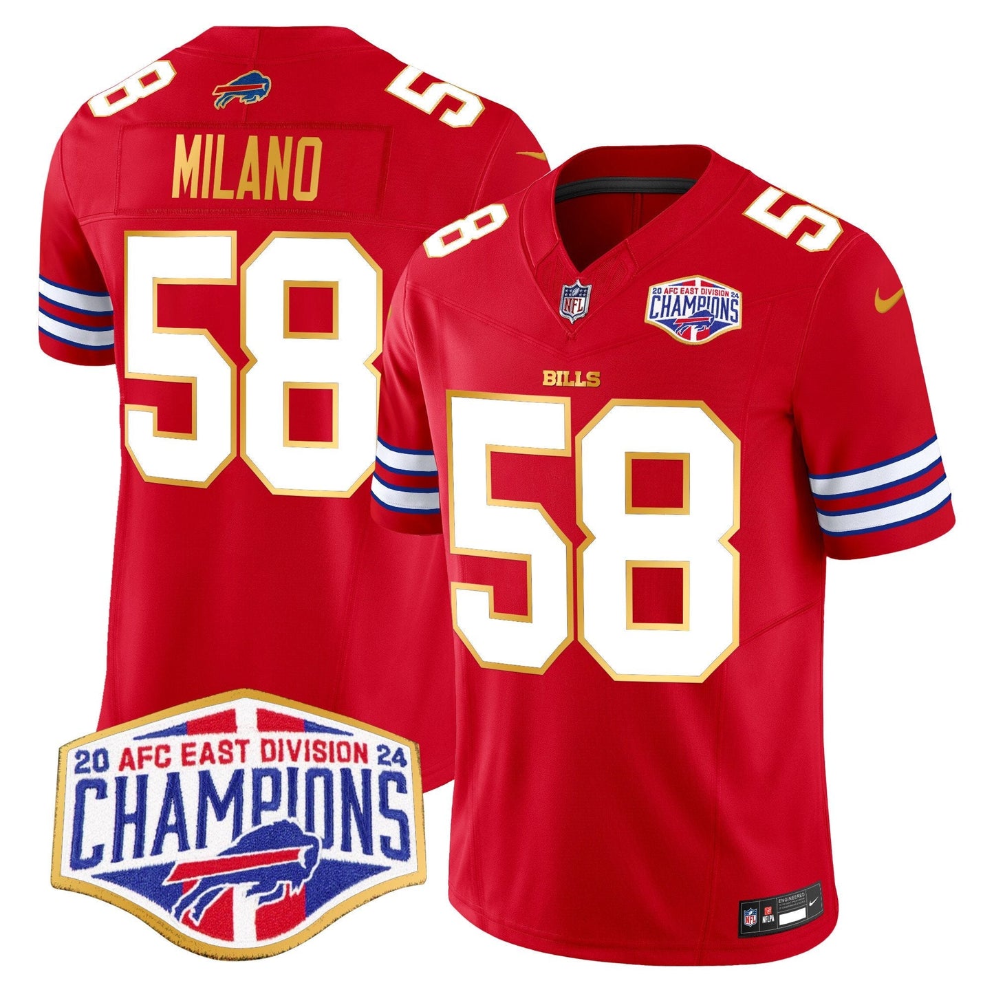 Bills 2024 AFC East Division Champions Gold Trim Vapor Limited Jersey - All Stitched