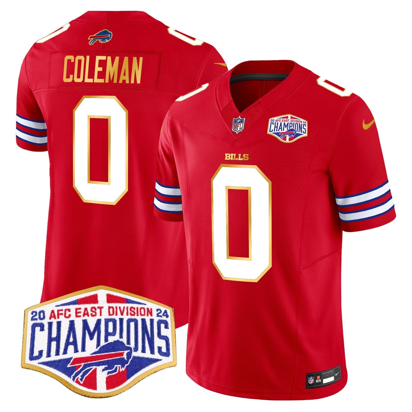 Bills 2024 AFC East Division Champions Gold Trim Vapor Limited Jersey - All Stitched