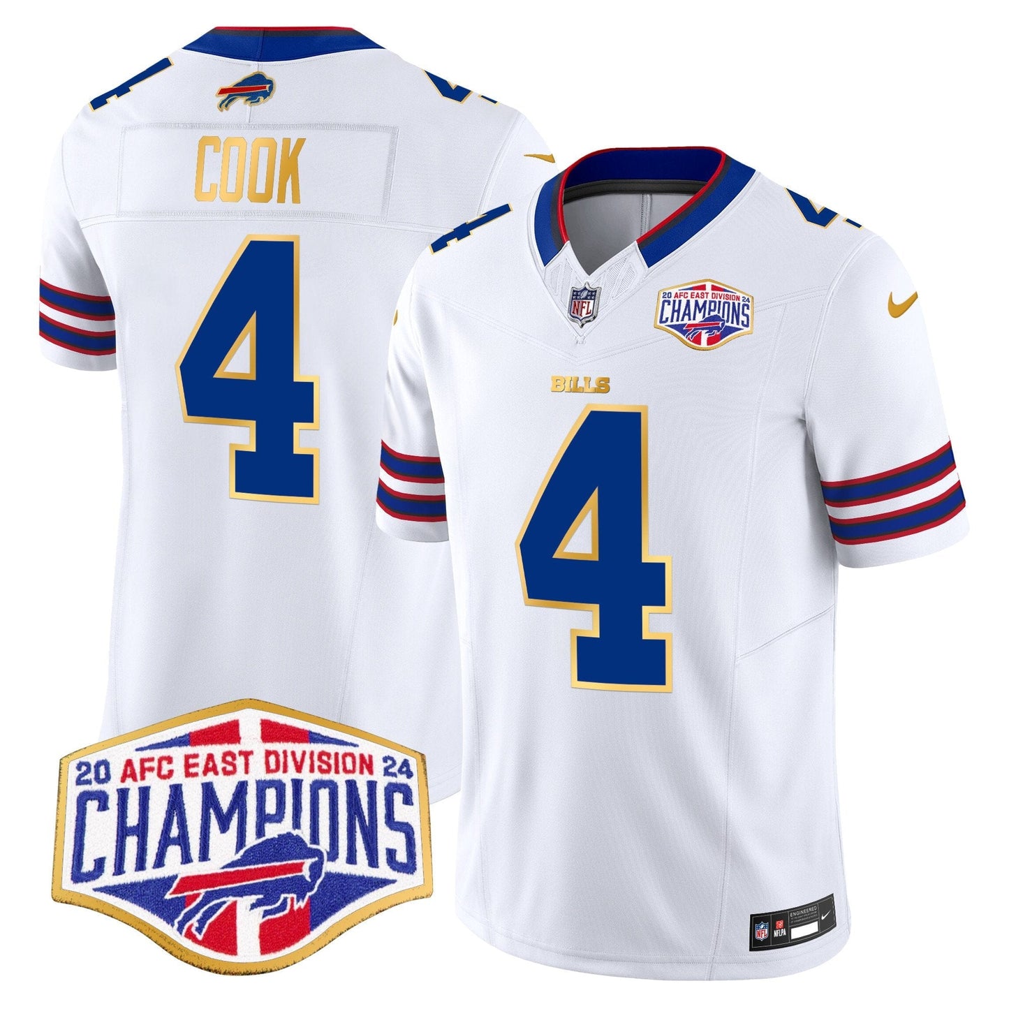 Bills 2024 AFC East Division Champions Gold Trim Vapor Limited Jersey - All Stitched