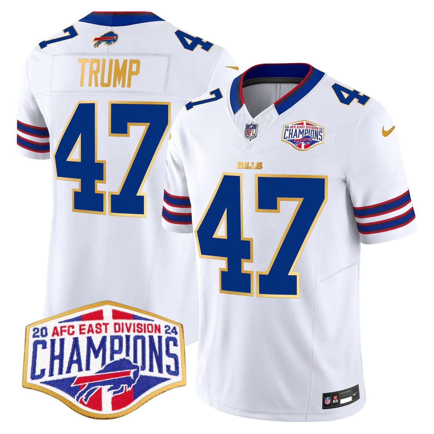 Bills 2024 AFC East Division Champions Gold Trim Vapor Limited Jersey - All Stitched