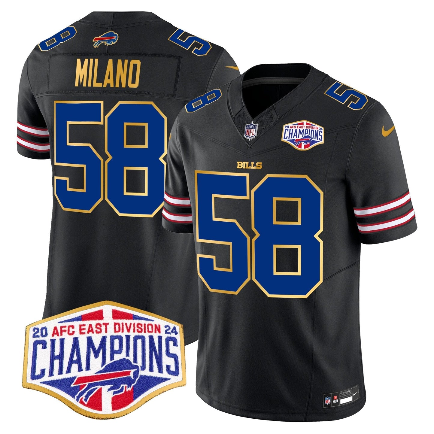 Bills 2024 AFC East Division Champions Gold Trim Vapor Limited Jersey - All Stitched