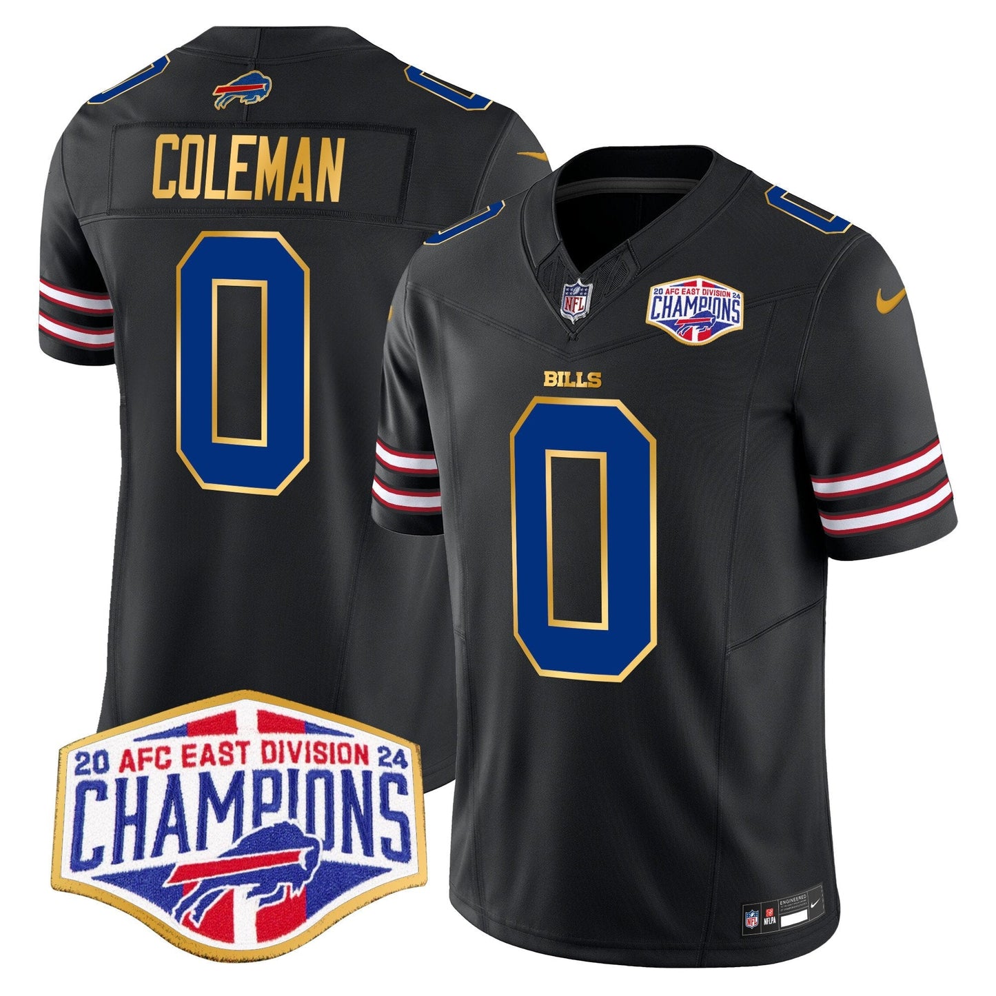 Bills 2024 AFC East Division Champions Gold Trim Vapor Limited Jersey - All Stitched