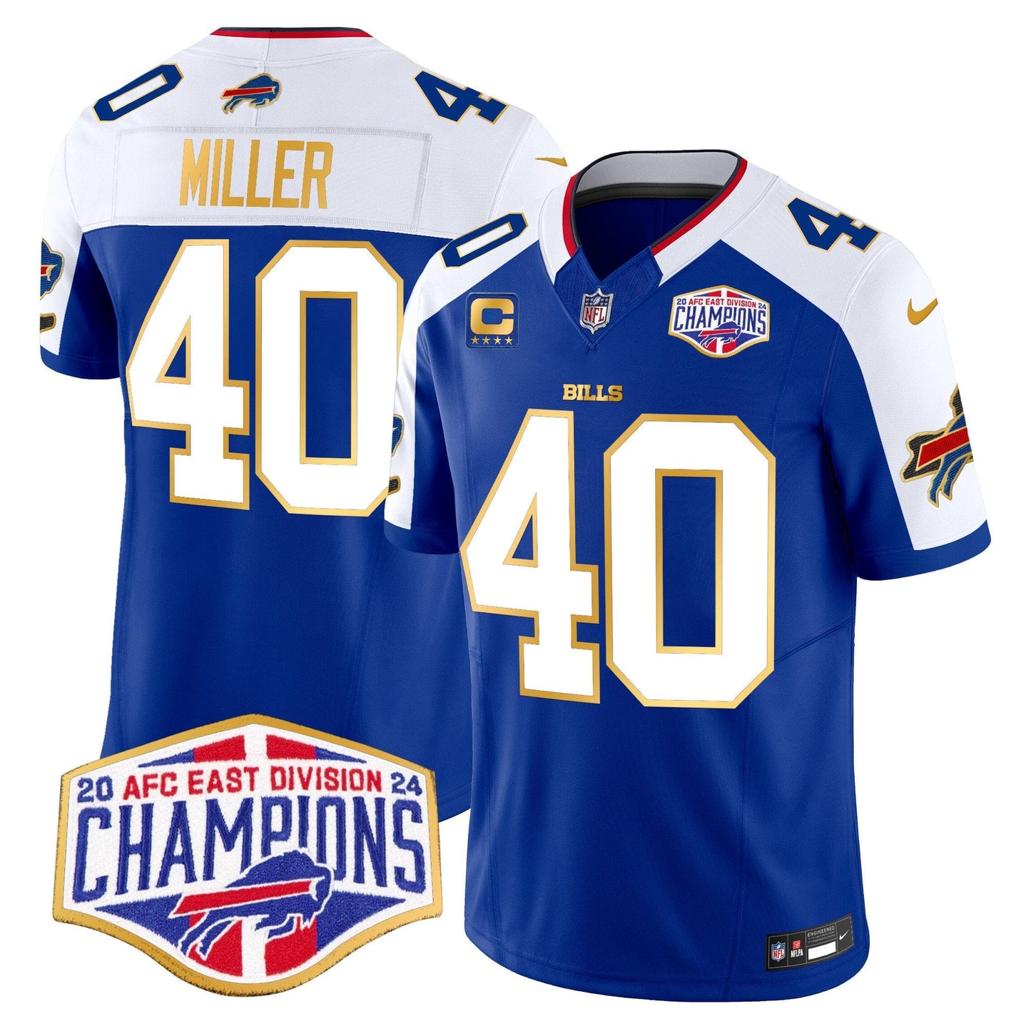 Bills 2024 AFC East Division Champions Gold Trim Vapor Limited Jersey - All Stitched
