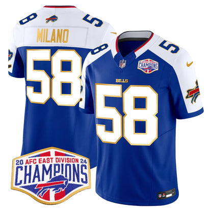 Bills 2024 AFC East Division Champions Gold Trim Vapor Limited Jersey - All Stitched