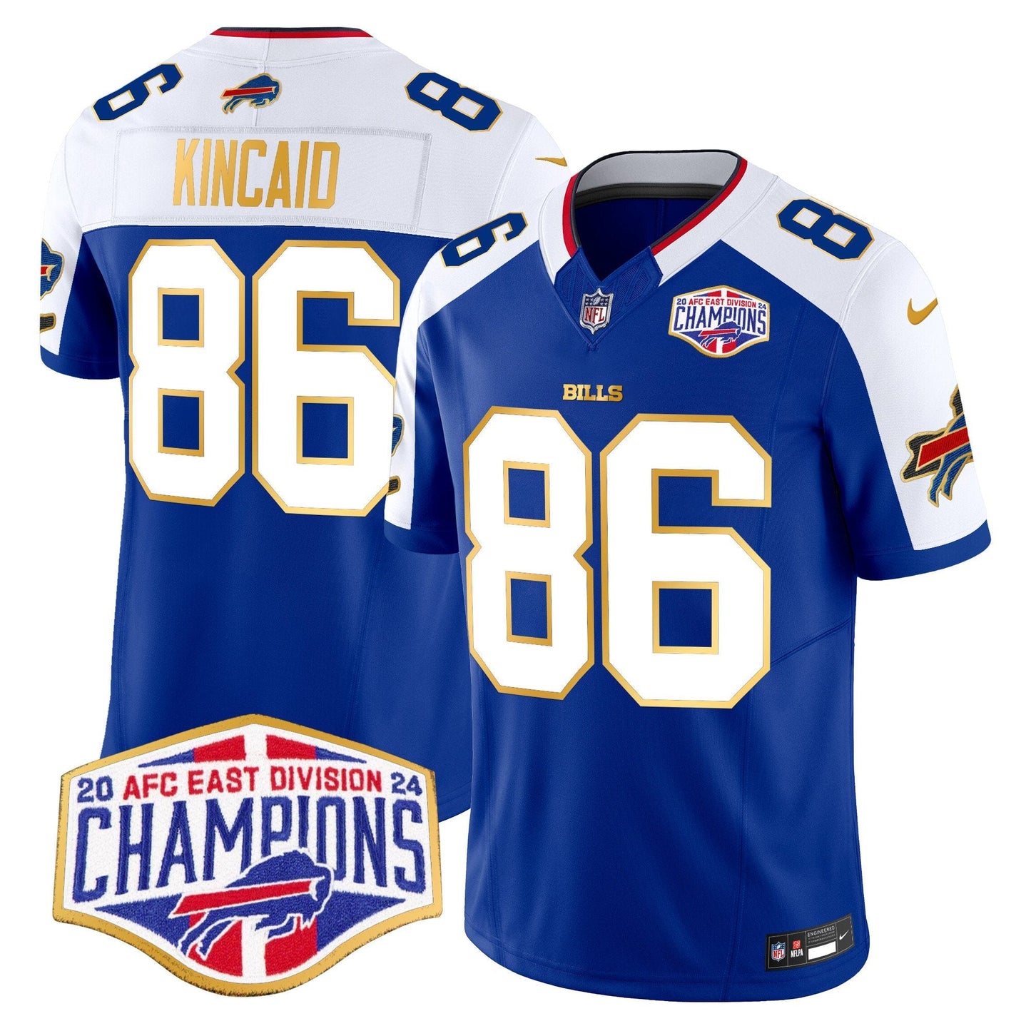 Bills 2024 AFC East Division Champions Gold Trim Vapor Limited Jersey - All Stitched