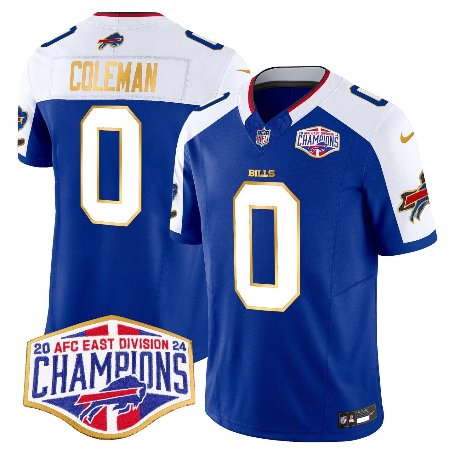 Bills 2024 AFC East Division Champions Gold Trim Vapor Limited Jersey - All Stitched