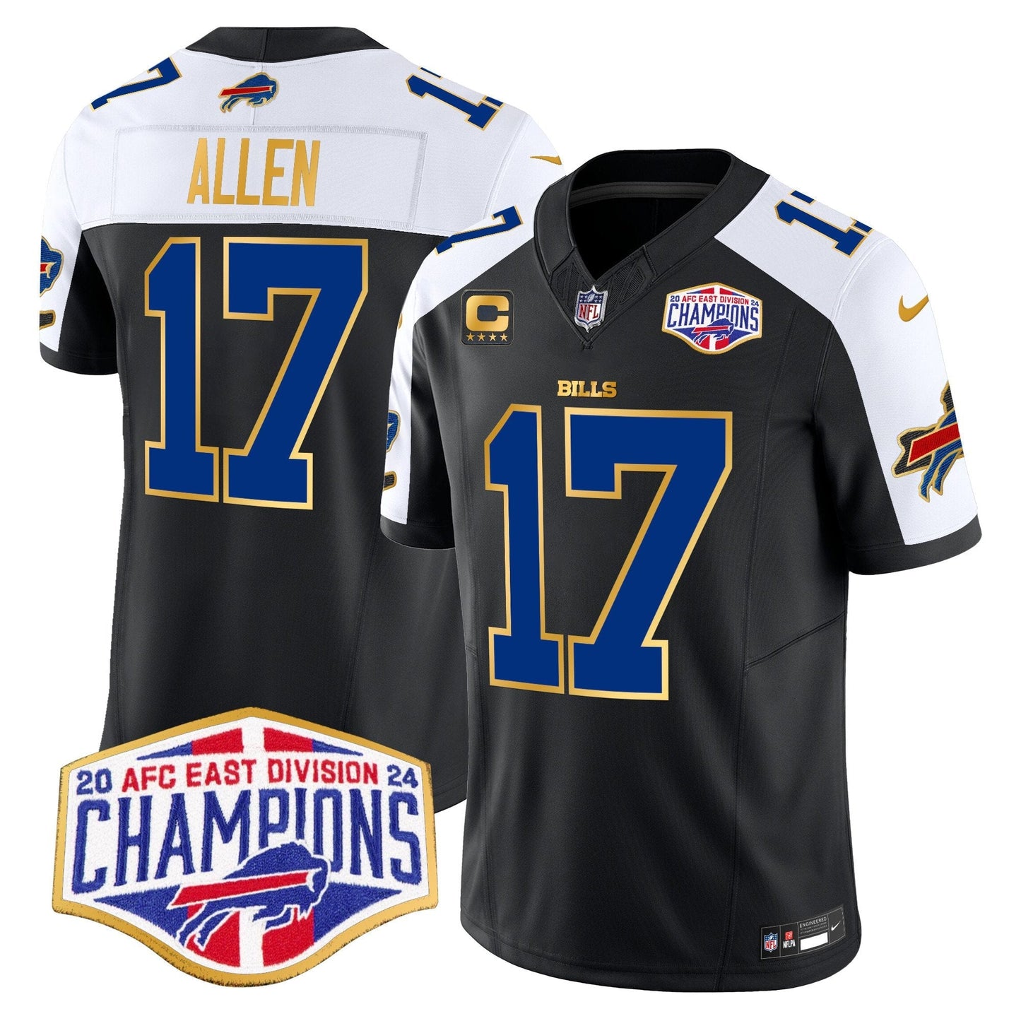 Bills 2024 AFC East Division Champions Gold Trim Vapor Limited Jersey - All Stitched