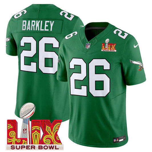 PHI Kelly Green Super Bowl LIX Patch Vapor Limited Jersey - All Stitched