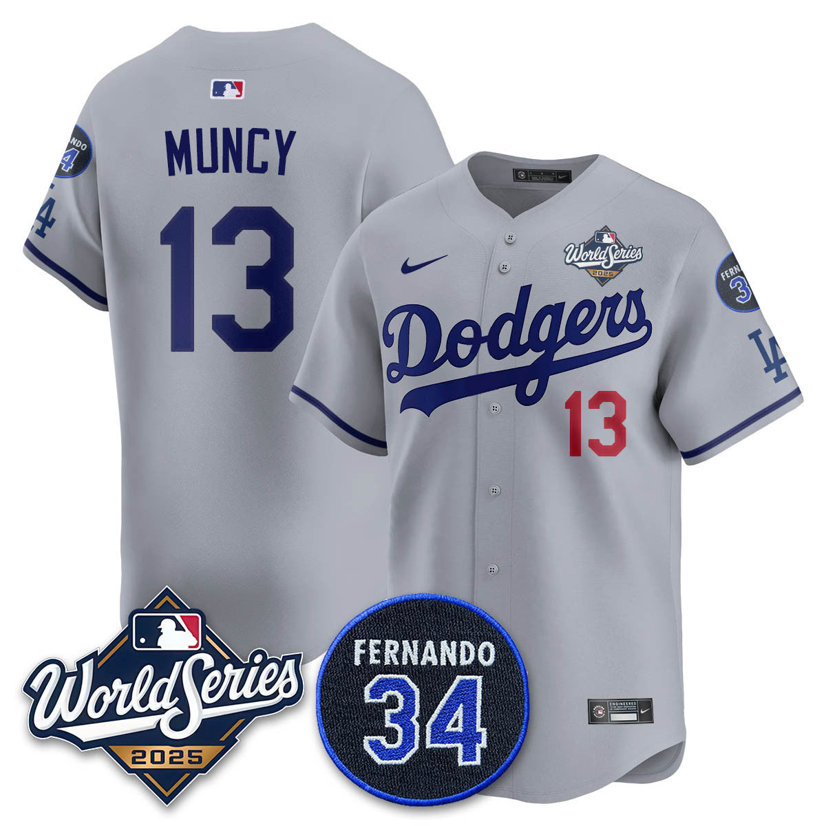 Los Angeles Dodgers 2025 National League Champions Jersey - All Stitched