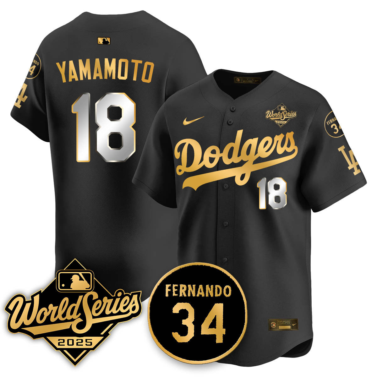 Los Angeles Dodgers 2025 National League Champions Jersey - All Stitched