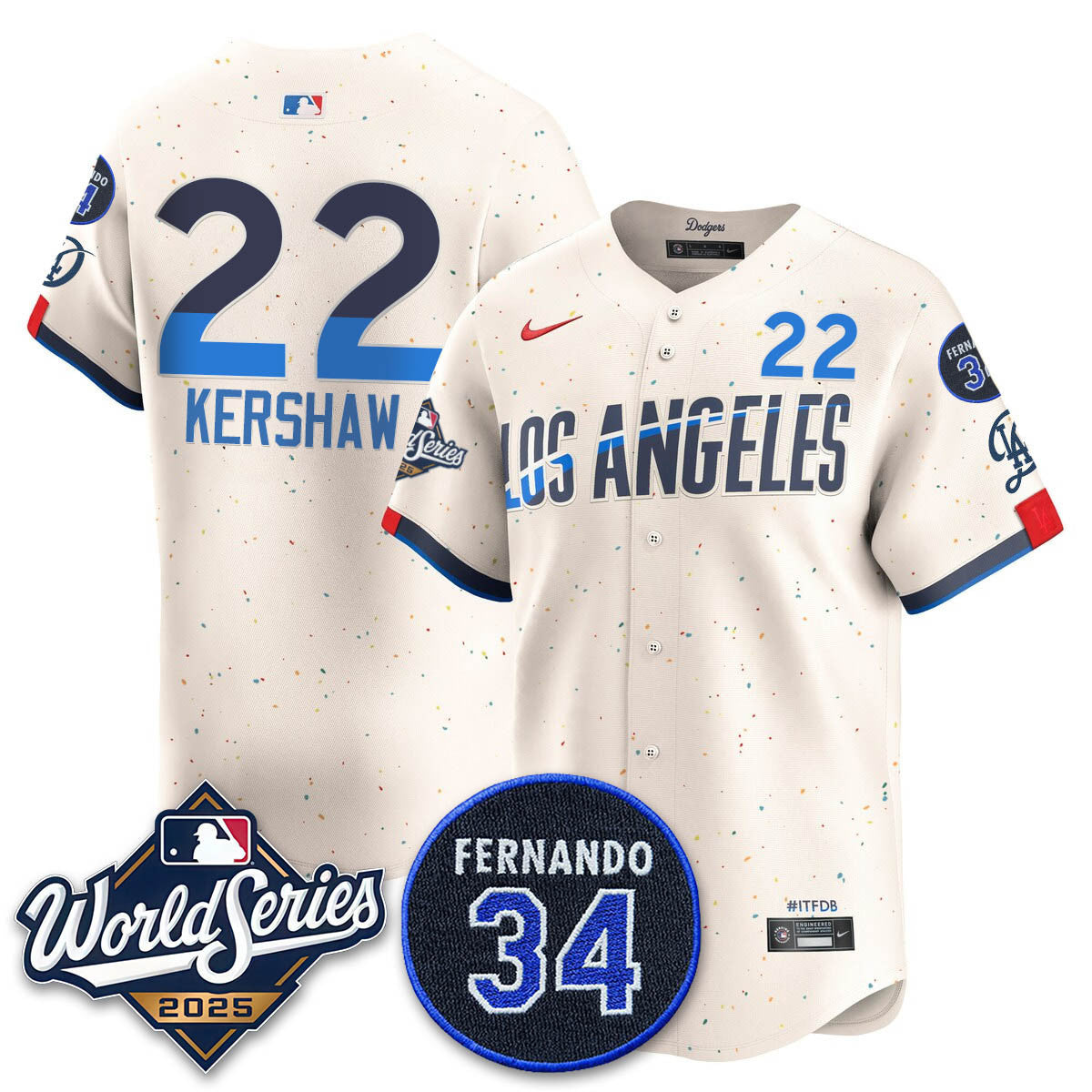 Los Angeles Dodgers 2025 National League Champions Jersey - All Stitched