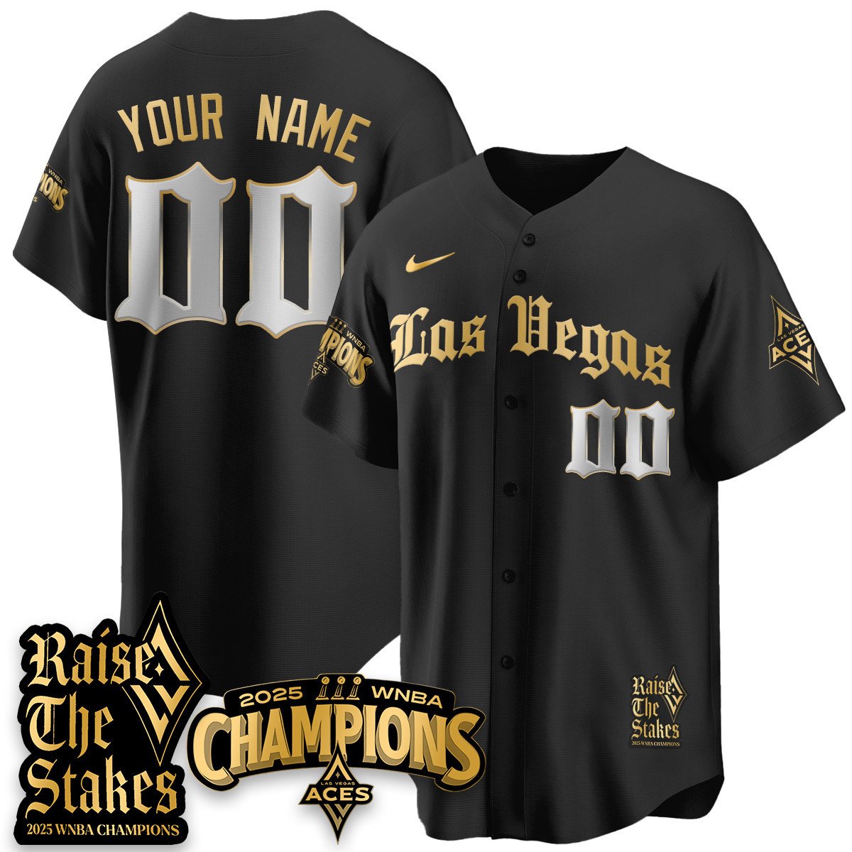Custom Las Vegas Aces 2025 WNBA Championship Baseball Jersey - All Stitched