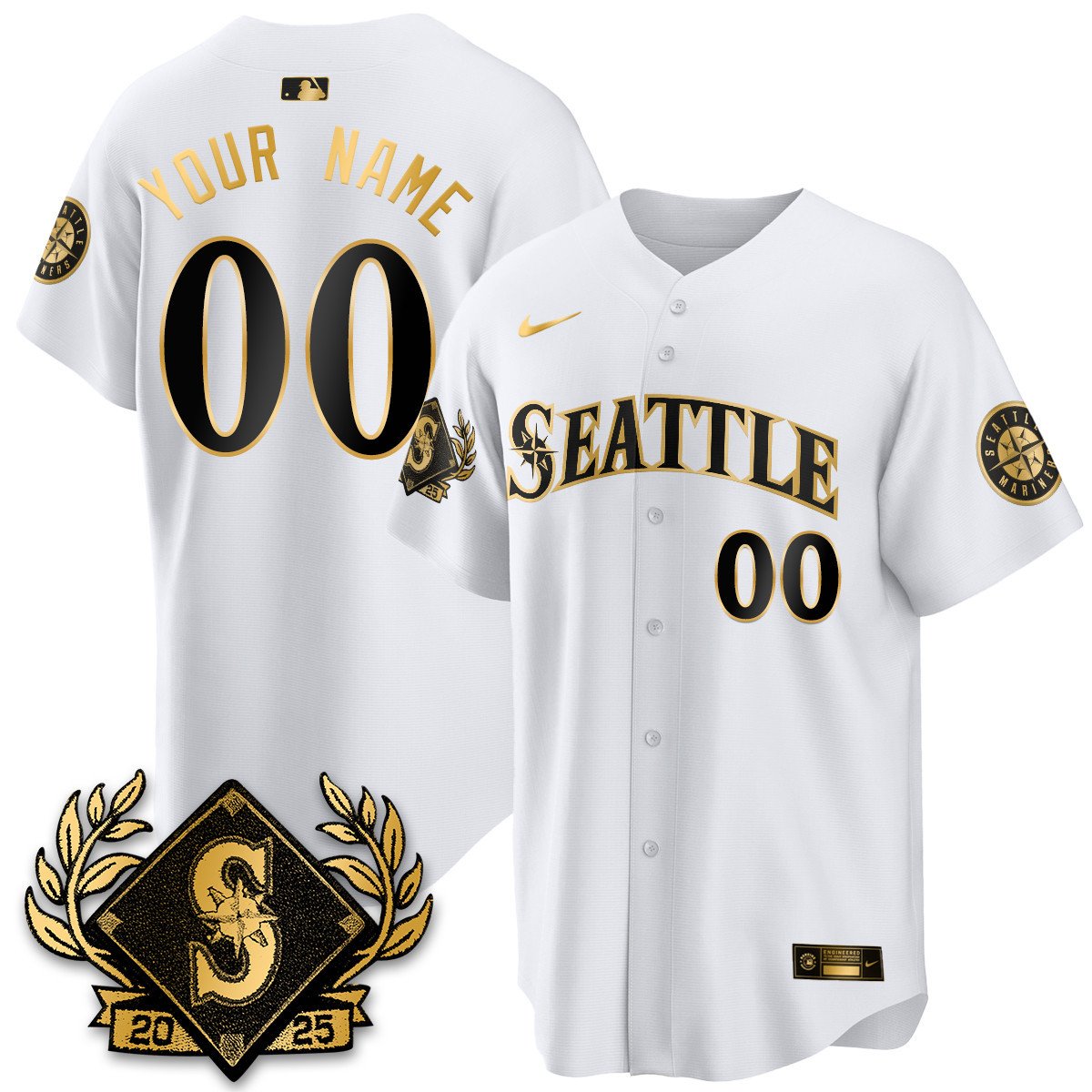 Custom Seattle Mariners 2025 Series Gold Jersey - All Stitched