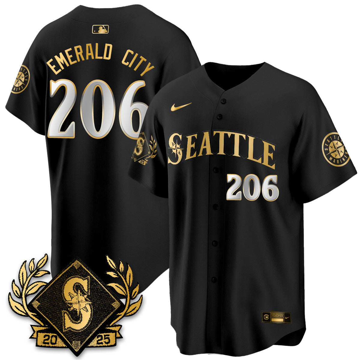 Seattle Mariners 2025 Series Gold Jersey - All Stitched